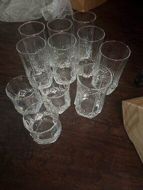 Crystal Cut Glass Tumbler Set - Clear Glassware
